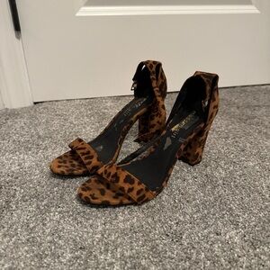 Leopard Print Block Heel Sandals